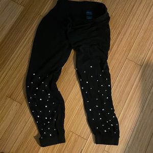 Pearl and rhinestone bling joggers